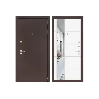 Входная дверь CLASSIC антик медный с Зеркалом 19 - Белый софт